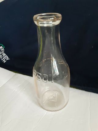Vintage Abbott ' s dairies one Quart glass milk bottle 2