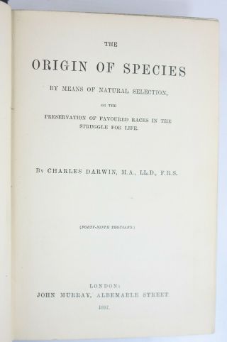 1897 CHARLES DARWIN ORIGIN OF SPECIES 6th EDITION EVOLUTION JOHN MURRAY CLOTH VG 5
