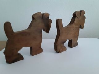 Vintage 1950 ' s 1960 ' s Hand Carved Teak Highland Terriers Scotty Dogs 3