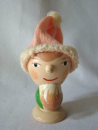 Vintage Hand Painted Wood Egg Cup Eggcup Man With Beard & Knit Cap,  Sevi Italy