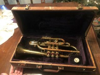Vintage Brass Trumpet,  Case,  & Bach 7c Mouthpiece