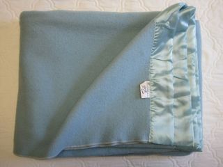 Faribo Blanket 100 Wool Twin 64”x 87” Machine Wash & Dry,  Vintage,  Blue