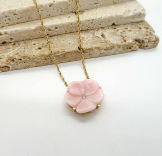 Vintage Avon Pink White Rhinestone Flower Pendant Choker Necklace Ss42