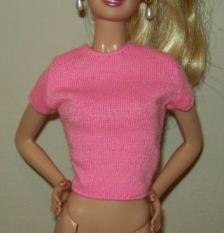 Barbie Doll Clothes Pink Knit Top Shirt Blouse T513