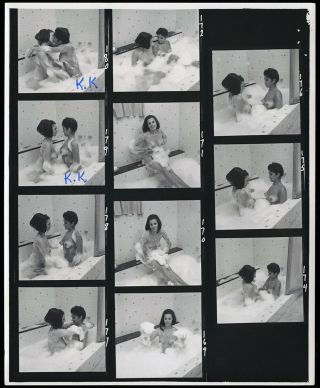 60s Bunny Yeager Pin - Up Contact Sheet 12 Frames Female Lovers @ Bath Unmade Film