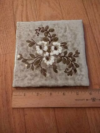 Vintage S Marco Ceramica Clay Tile Italy Floral Bouquet Trivet Wall 6 "
