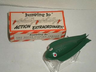 Vintage Jumping Jo Metal Fishing Lure - Green Color W/ Box