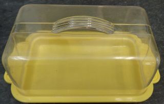 Lustro Ware Butter Cheese Dish Yellow & Clear Plastic Mid Century Modern Retro