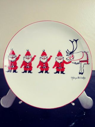 Vintage Christmas Platter Georges Briard Mid Century Modern Santa Plate