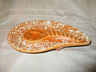 Vintage Mcm Stanford Sebring Orange Speckled Amoeba Pipe Ceramic Ashtray