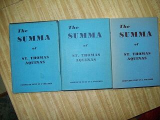 St Thomas Aquinas SUMMA THEOLOGICA all 3 Vols Benziger 1947 - 48 1st American Ed 4