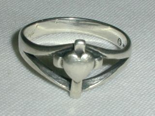 Vintage Retired James Avery Sterling Silver Cross Heart Ring - Size 6 1/4