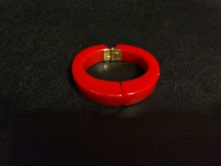 Vintage Red Bakelite Hinged Clamper Bracelet