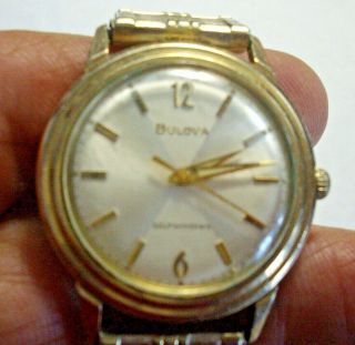 Vintage 1967 10k Rgp Bezel,  Stainless Back,  Self Winding Bulova Wrist Watch Runs