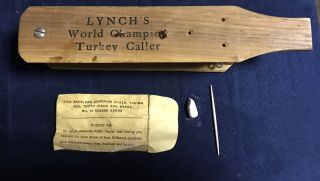 Vintage 1958 Lynch World Champion Turkey Call Model 102 Liberty Mississippi Call