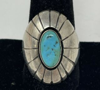Vtg Navajo Percy Spencer Sterling Silver Turquoise Dome Ring Sz 10.  75 (19g)