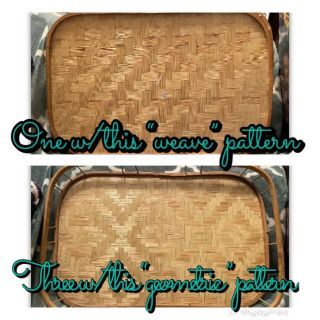 Vintage Bamboo Woven Serving Trays Rustic Home Decor Tv/bed Set Of 4 - 2 Patterns