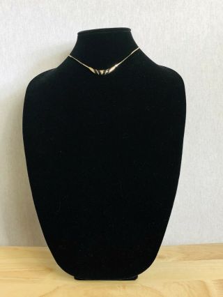 80s Vintage Necklace Stamped Avon Gold Tone Collar Length Black Enamel Delicate