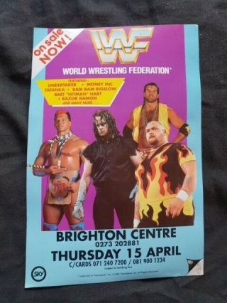 Vintage Wwf Wrestling Flyer European Tour Brighton Centre 1992 1993 Undertaker