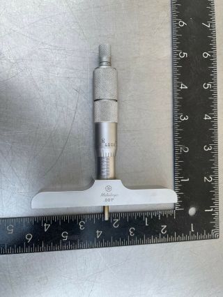 Vintage Machinist Mitutoyo.  001 Depth Gauge Micrometer