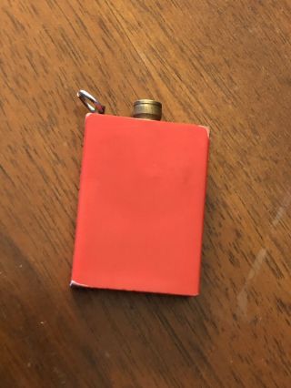 Vintage Permanent Match Striker Lighter Made In Japan Red With Keychain Loop