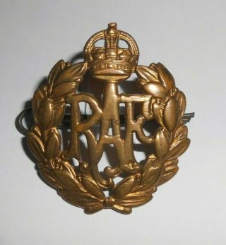 Raf Royal Air Force Brass Cap Badge Second War Vintage B
