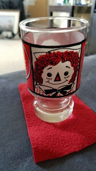 Vintage 1972 Raggedy Ann & Andy Doll Juice Glass " I Love You " Bobbs - Merrill Co
