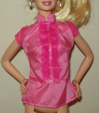 Vintage Barbie Doll Clothes Pink Shirt Top Blouse T474