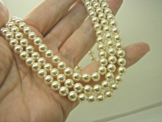 Vintage Boxed Ciro 3 Row Pearl Uniform Choker Necklace Crystal Hilights 15 " Long
