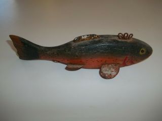Vintage Early Hand Carved Ice Fishing Spearing Decoy Folk Art 7 "