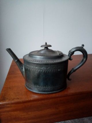 Vintage Or Antique Pewter Teapot Tea Pot In A Kettle Style