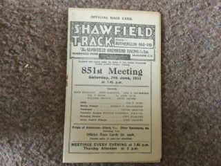 Vintage Old Rare Shawfield Greyhound 1935 Race Programme With Results