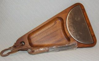 Vintage Styson Hand Carved Hardwood Serv Wood Cheese Cutting Board With Knife