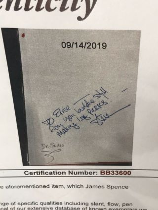 Dr Seuss Autograph Signature On Book FROM THEN TIL NOW Verified W/COA 4