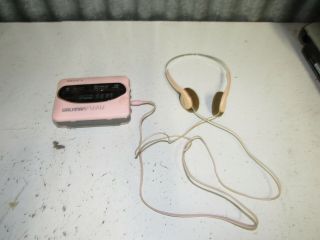 Vintage Pink Sony Wm - F68 Fm/am Cassette Walkman W/mdr - 005 Headphones Radio