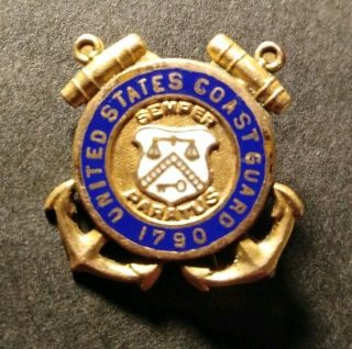 Vintage United States Coast Guard 1790 Gilt Enamel Pin Badge By Brakmar Ny