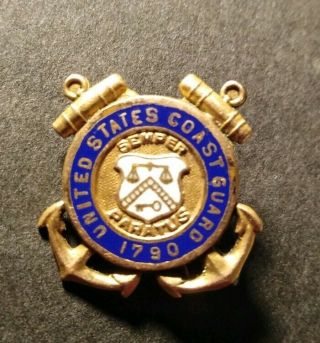 Vintage United States Coast Guard 1790 Gilt Enamel Pin Badge by Brakmar NY 2