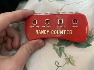 Vintage Quick Adder Handheld Money Coin Counter Red Plastic