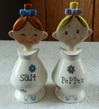 Vintage Flat Faced Pixie Girls Salt & Pepper Howard Holt