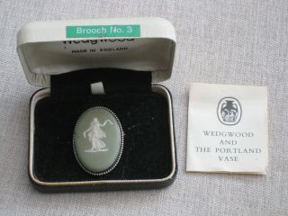Vintage Wedgwood Silver ? And Green Jasperware Brooch