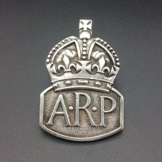Ww2 Air Raid Precautions Arp Sterling Silver Hallmarked 1938 Vintage Lapel Badge