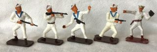 Vintage Unknown Maker,  70s French Sailors X 9,  4.  54mm Scale Plastic