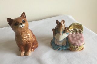 Vintage Beswick Pottery Hunca Munca Beatrix Potter & Royal Doulton Ginger Cat