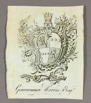 Ex Libris/bookplate Of Gouverneur Morris 1752 - 1816 Founding Father