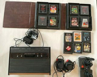 Vintage Atari Cx - 2600a Video Computer System With Paddles Joysticks 14 Games