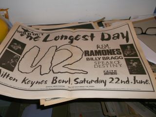 U2,  Rem,  Ramones The Longest Day,  Milton Keynes Large Vintage Poster 1985 Framing