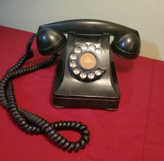 Vintage Black Bell System Rotary Dial Telephone Western Electric F - 1 Desk