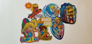 Vintage Vending Machine Stickers Surf Girls Grab Bag,  6 Stickers
