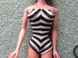 Vintage 1959 - 1961 Mattel Barbie Clothes Zebra Striped Swimsuit (doll Excluded)