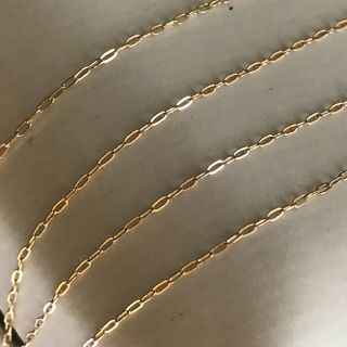 Vintage 14 K Solid Yellow Gold Paper Clip Diamond Cut Dainty Chain Necklace 16 "
